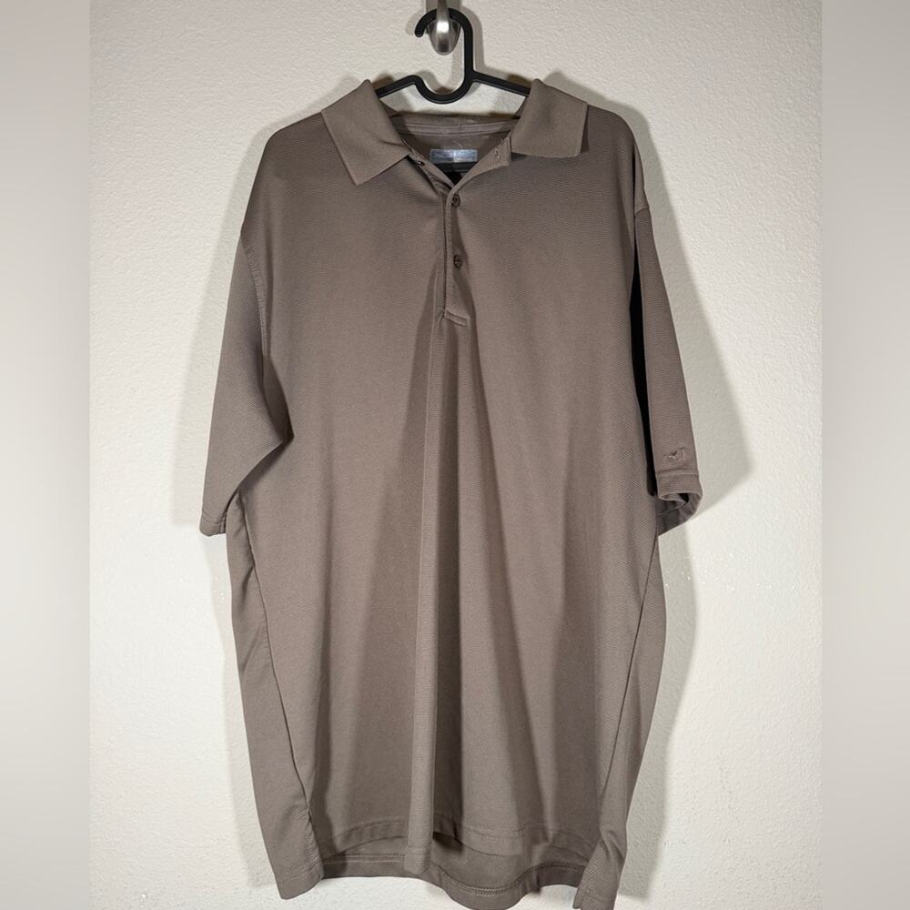Men’s 2X Gray Brown Polo Shirt Short Sleeve Casual Basic